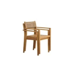 Lot De 2 Chaises NORA De Jardin En Bois D'acacia Et Résine Tressée -Maison Jardin Élégance 2 fauteuils de jardin nora en bois d acacia et cannage coloris naturel 3