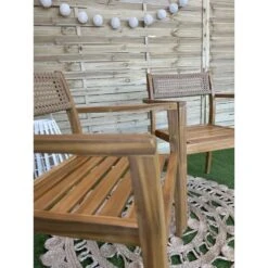Lot De 2 Chaises NORA De Jardin En Bois D'acacia Et Résine Tressée -Maison Jardin Élégance 2 fauteuils de jardin nora en bois d acacia et cannage coloris naturel 6