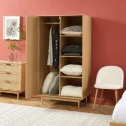 Armoire AMANA Effet Chêne Et Cannage Rotin 1 Porte H170 Cm -Maison Jardin Élégance armoire amana effet chene et cannage rotin 1 porte h170 cm 2