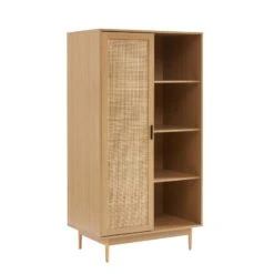 Armoire AMANA Effet Chêne Et Cannage Rotin 1 Porte H170 Cm -Maison Jardin Élégance armoire amana effet chene et cannage rotin 1 porte h170 cm 3
