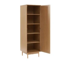 Armoire AMANA Effet Chêne Et Cannage Rotin 1 Porte H180cm -Maison Jardin Élégance armoire amana effet chene et cannage rotin 1 porte h180cm 3