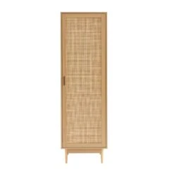 Armoire AMANA Effet Chêne Et Cannage Rotin 1 Porte H180cm -Maison Jardin Élégance armoire amana effet chene et cannage rotin 1 porte h180cm 4