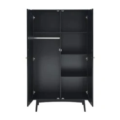 Armoire ANATOLE Noir Et Cannage Rotin -Maison Jardin Élégance armoire anatole noir et cannage rotin 3