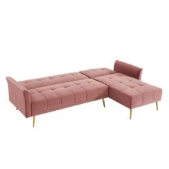 Canapé D'angle AROMA Convertible Velours Vieux Rose 5 Places 9 Canapé D'angle AROMA Convertible Velours Vieux Rose 5 Places -Maison Jardin Élégance aromaancvvvrose canape 5 place 2