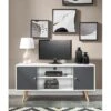 Meuble Tv BABETTE Blanc Et Gris Anthracite 116cm