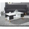 Table Basse BABETTE Blanc Et Gris Anthracite 2 Niches