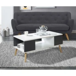 Table Basse BABETTE Blanc Et Gris Anthracite 2 Niches