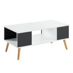 Table Basse BABETTE Blanc Et Gris Anthracite 2 Niches -Maison Jardin Élégance babette 12 table basse 3