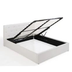 Lit Coffre BAHIA Simili Blanc 140x190 Sommier Inclus -Maison Jardin Élégance bahia lit coffre 149 blanc 2