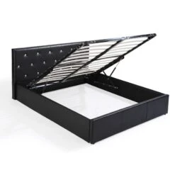 Lit Coffre BAHIA Simili Noir 140x190 Sommier Inclus -Maison Jardin Élégance bahia lit coffre 149 noir 3