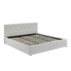 Lit Coffre BAHIA Simili Blanc 180x200 Sommier Inclus -Maison Jardin Élégance bahia lit coffre 180 blanc 2
