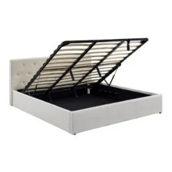 Lit Coffre BAHIA Simili Blanc 180x200 Sommier Inclus -Maison Jardin Élégance bahia lit coffre 180 blanc 3