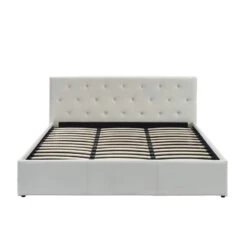 Lit Coffre BAHIA Simili Blanc 180x200 Sommier Inclus -Maison Jardin Élégance bahia lit coffre 180 blanc 4