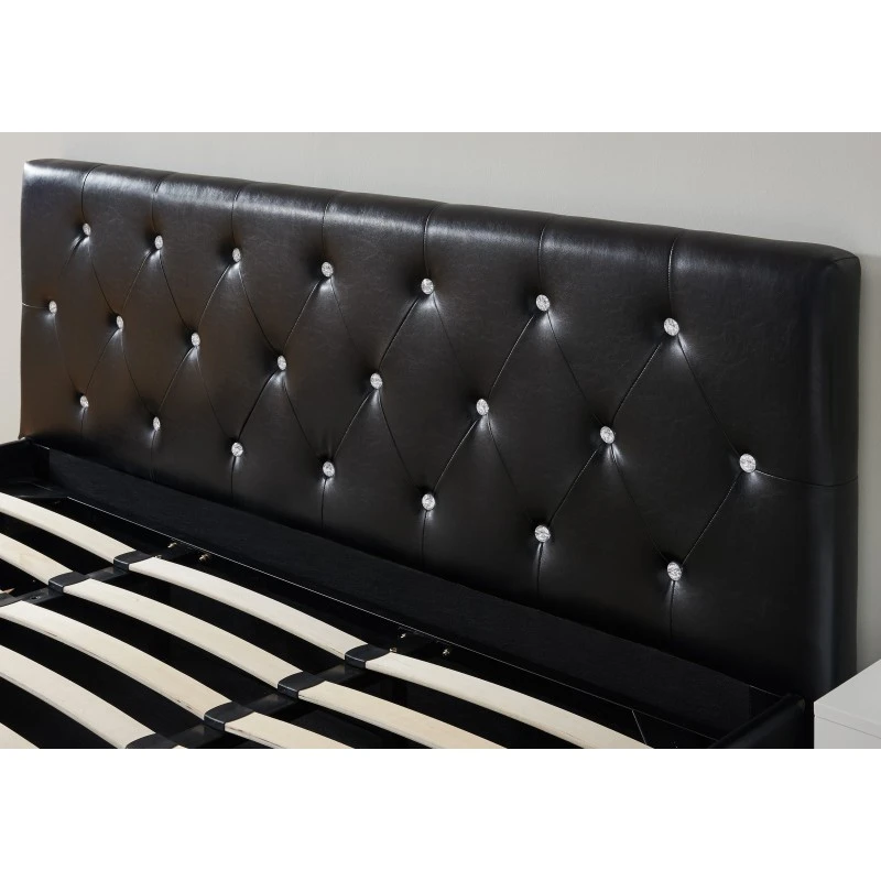 Lit Coffre BAHIA Simili Noir 180x200 Sommier Inclus 3 Lit Coffre BAHIA Simili Noir 180x200 Sommier Inclus – Image 3