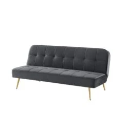 Banquette AROMA Convertible En Velours Anthracite 3 Places -Maison Jardin Élégance banquette aroma en velours anthracite 3 places convertible 2