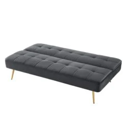 Banquette AROMA Convertible En Velours Anthracite 3 Places -Maison Jardin Élégance banquette aroma en velours anthracite 3 places convertible 3