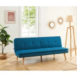 Banquette ELIO Convertible Tissu Bleu 3 Places