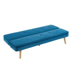 Banquette ELIO Convertible Velours Bleu 3 Places -Maison Jardin Élégance banquette elio convertible velours bleu 3 places 3