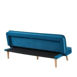 Banquette ELIO Convertible Velours Bleu 3 Places -Maison Jardin Élégance banquette elio convertible velours bleu 3 places 4