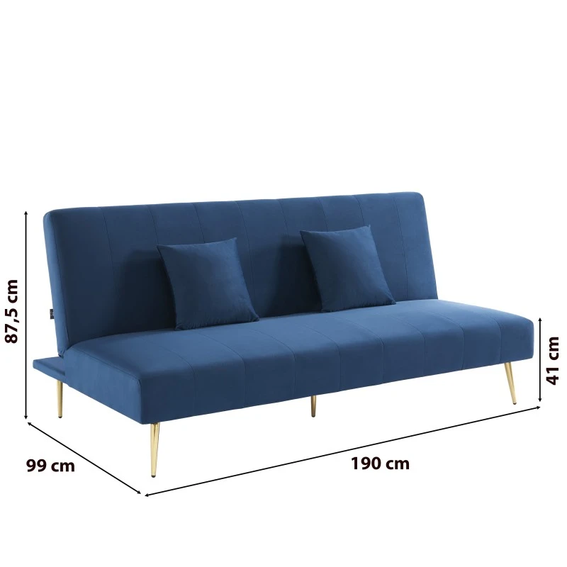Banquette LINA Convertible Velours Bleu 3 Places 7 Banquette LINA Convertible Velours Bleu 3 Places – Image 7