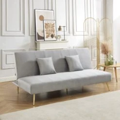 Banquette LINA Convertible Velours Gris Clair 3 Places