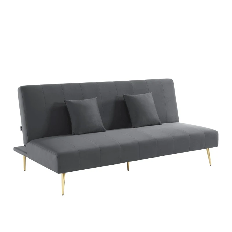 Banquette LINA Convertible Velours Gris Souris 3 Places 3 Banquette LINA Convertible Velours Gris Souris 3 Places – Image 3