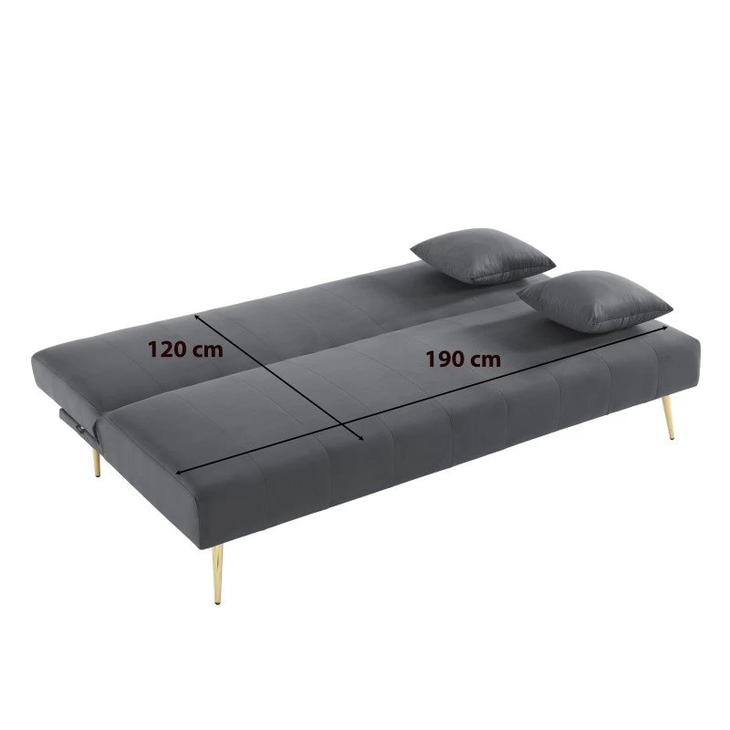 Banquette LINA Convertible Velours Gris Souris 3 Places 8 Banquette LINA Convertible Velours Gris Souris 3 Places – Image 8