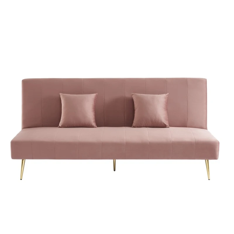 Banquette LINA Convertible Velours Rose Poudré 3 Places 2 Banquette LINA Convertible Velours Rose Poudré 3 Places – Image 2