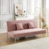 Banquette LINA Convertible Velours Rose Poudré 3 Places
