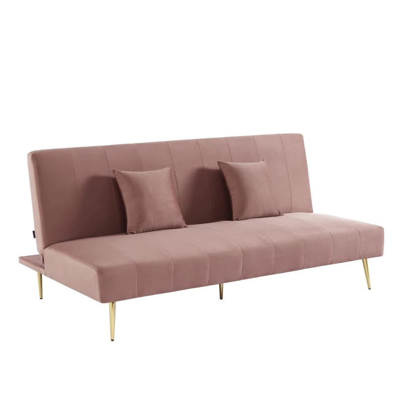 Banquette LINA Convertible Velours Rose Poudré 3 Places 3 Banquette LINA Convertible Velours Rose Poudré 3 Places – Image 3