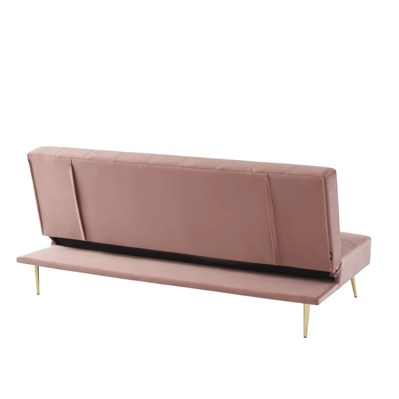 Banquette LINA Convertible Velours Rose Poudré 3 Places 5 Banquette LINA Convertible Velours Rose Poudré 3 Places – Image 5