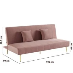 Banquette LINA Convertible Velours Rose Poudré 3 Places 14 Banquette LINA Convertible Velours Rose Poudré 3 Places -Maison Jardin Élégance banquette lina convertible velours rose poudre 3 places 6