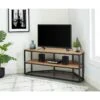 Meuble Tv D'angle BRIXTON Placage Frêne 2 étagères 120cm