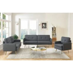 Canapé Droit ADAM Fixe Tissu Anthracite 13 Canapé Droit ADAM Fixe Tissu Anthracite -Maison Jardin Élégance canape adam tissu anthracite pied en metal dore 2 pl 6