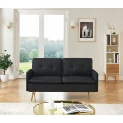 Canapé Droit ADAM Fixe Tissu Noir