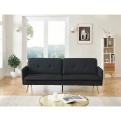 Canapé Droit ADAM Convertible Tissu Noir