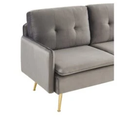 Canapé Droit ADAM Fixe Velours Anthracite -Maison Jardin Élégance canape adam velours anthracite pied en metal dore 2 pl 4