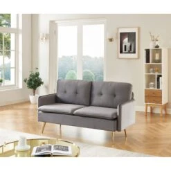 Canapé Droit ADAM Fixe Velours Anthracite -Maison Jardin Élégance canape adam velours anthracite pied en metal dore 2 pl 5