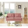 Canapé Droit ADAM Fixe Velours Rose Poudré