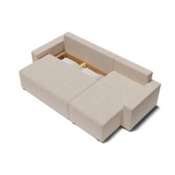 Canapé D'angle ALMA Convertible Tissu Beige 4 Places -Maison Jardin Élégance canape angle alma convertible tissu beige 4 places 4