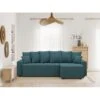 Canapé D'angle ALMA Convertible Tissu Bleu Paon 4 Places