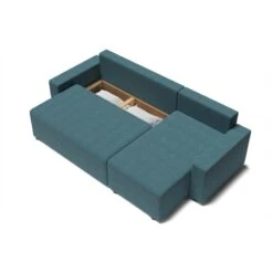 Canapé D'angle ALMA Convertible Tissu Bleu Paon 4 Places -Maison Jardin Élégance canape angle alma convertible tissu bleu paon 4 places 4