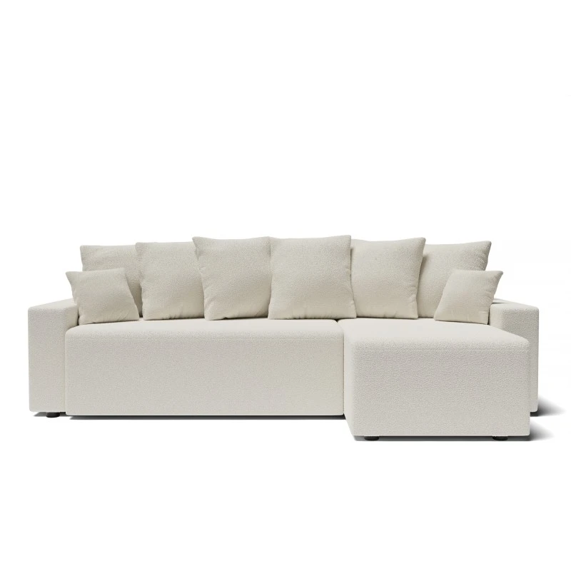 Canapé D'angle ALMA Convertible Tissu Bouclette Blanc 4 Places 2 Canapé D'angle ALMA Convertible Tissu Bouclette Blanc 4 Places – Image 2