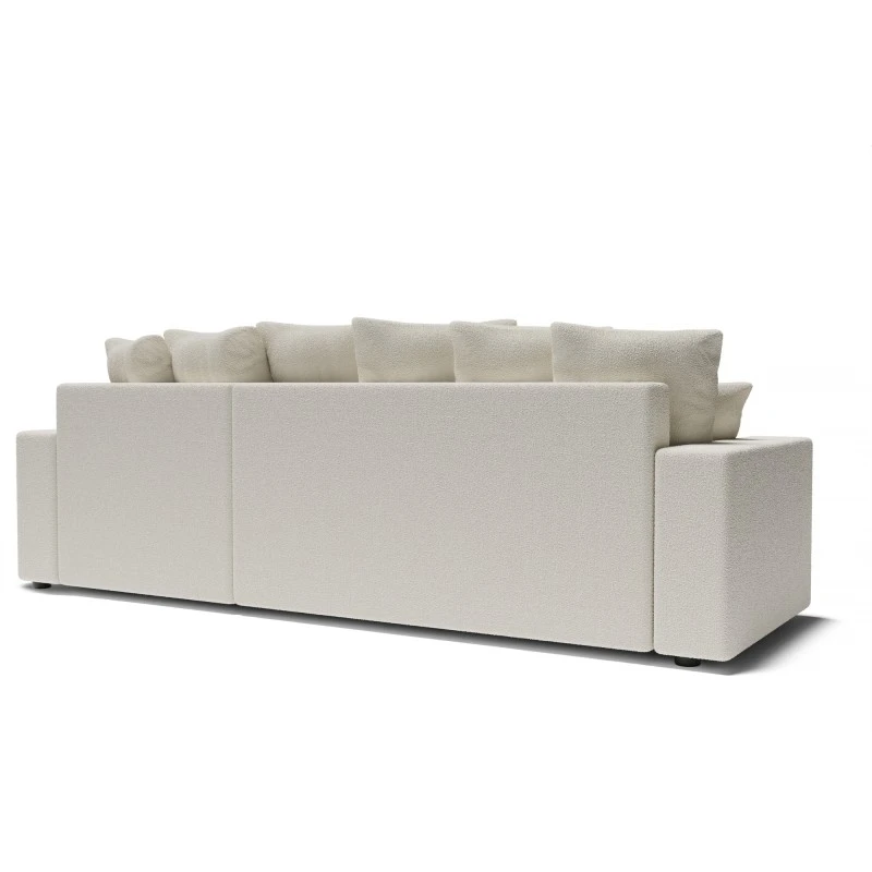 Canapé D'angle ALMA Convertible Tissu Bouclette Blanc 4 Places 6 Canapé D'angle ALMA Convertible Tissu Bouclette Blanc 4 Places – Image 6