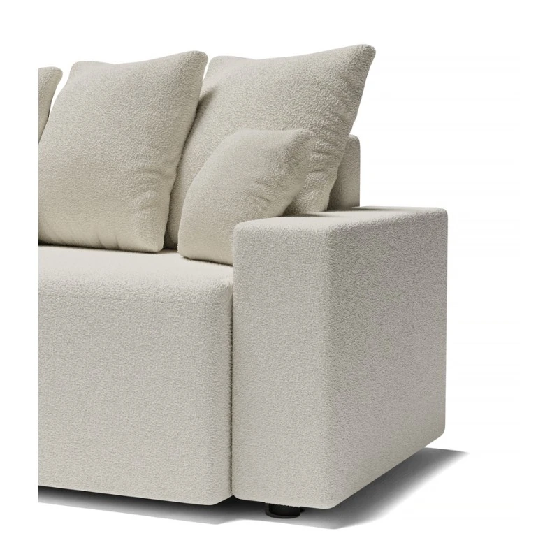 Canapé D'angle ALMA Convertible Tissu Bouclette Blanc 4 Places 7 Canapé D'angle ALMA Convertible Tissu Bouclette Blanc 4 Places – Image 7