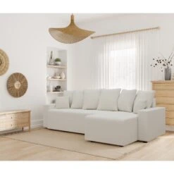 Canapé D'angle ALMA Convertible Tissu Bouclette Blanc 4 Places 18 Canapé D'angle ALMA Convertible Tissu Bouclette Blanc 4 Places -Maison Jardin Élégance canape angle alma convertible tissu bouclette blanc 4 places 7