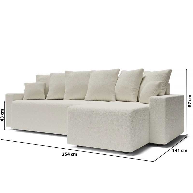 Canapé D'angle ALMA Convertible Tissu Bouclette Blanc 4 Places 10 Canapé D'angle ALMA Convertible Tissu Bouclette Blanc 4 Places – Image 10