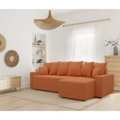 Canapé D'angle ALMA Convertible Tissu Rouille 4 Places -Maison Jardin Élégance canape angle alma convertible tissu rouille 4 places 8