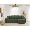 Canapé D'angle ALMA Convertible Tissu Vert 4 Places