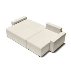 Canapé D'angle ALMA Convertible Velours Côtelé Beige 4 Places -Maison Jardin Élégance canape angle alma convertible velours cotele beige 4 places 3
